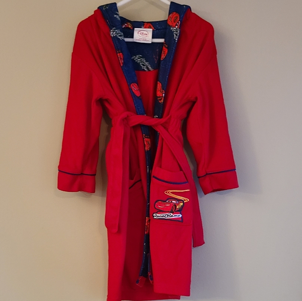 Disney Lighning McQueen Cars red fleece hooded robe